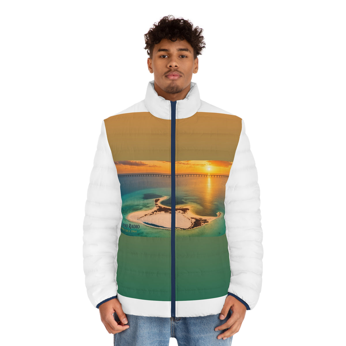 Men's Puffer Jacket (AOP) – Island Sunset