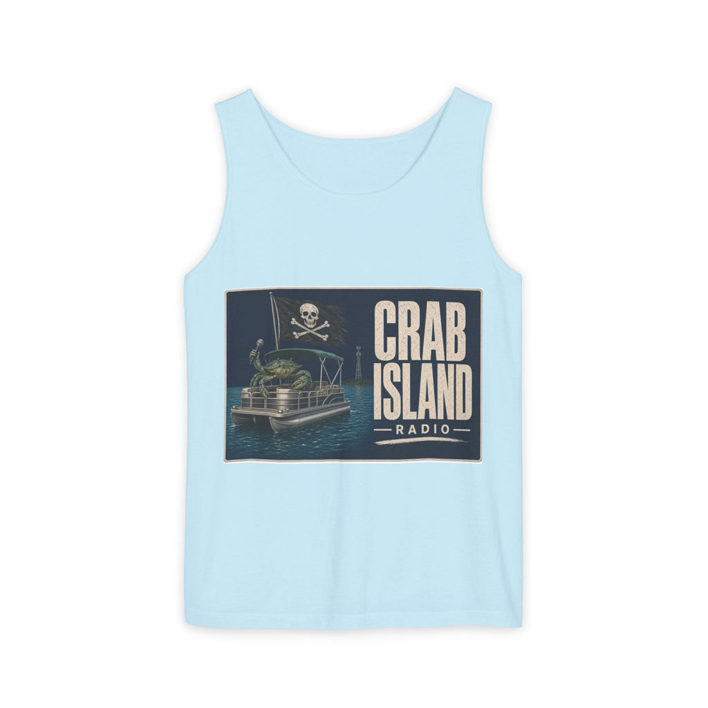 Crab Island Radio Men's Pirate Crab Tank Top - Chambray
