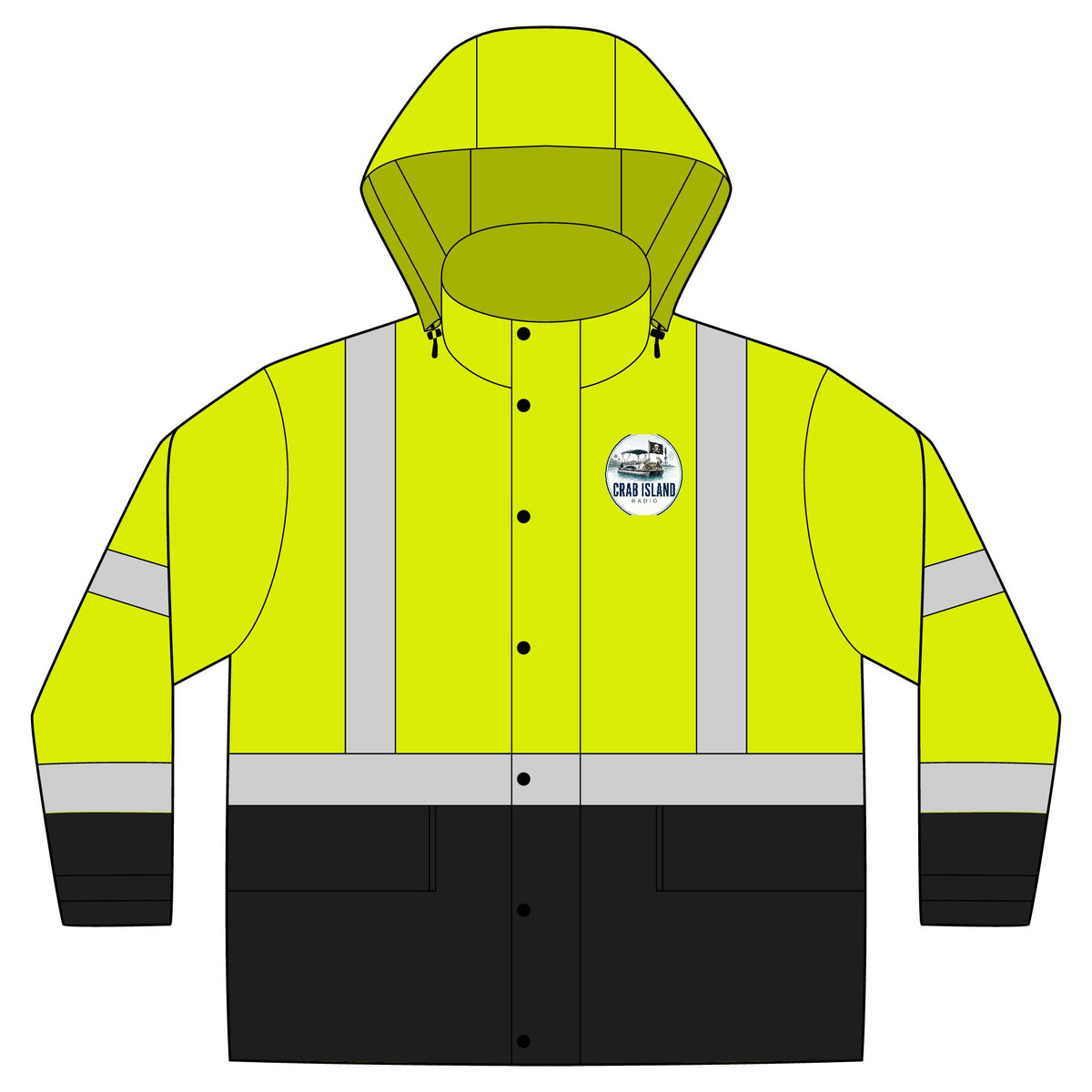 ANSI 107 Class 3 Rain Jacket – Crab Island Radio