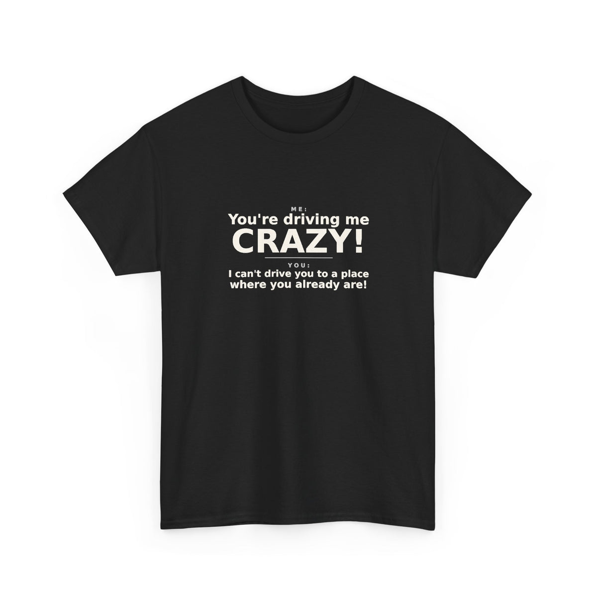 You're Driving Me Crazy Funny T-Shirt - Couples Banter Tee