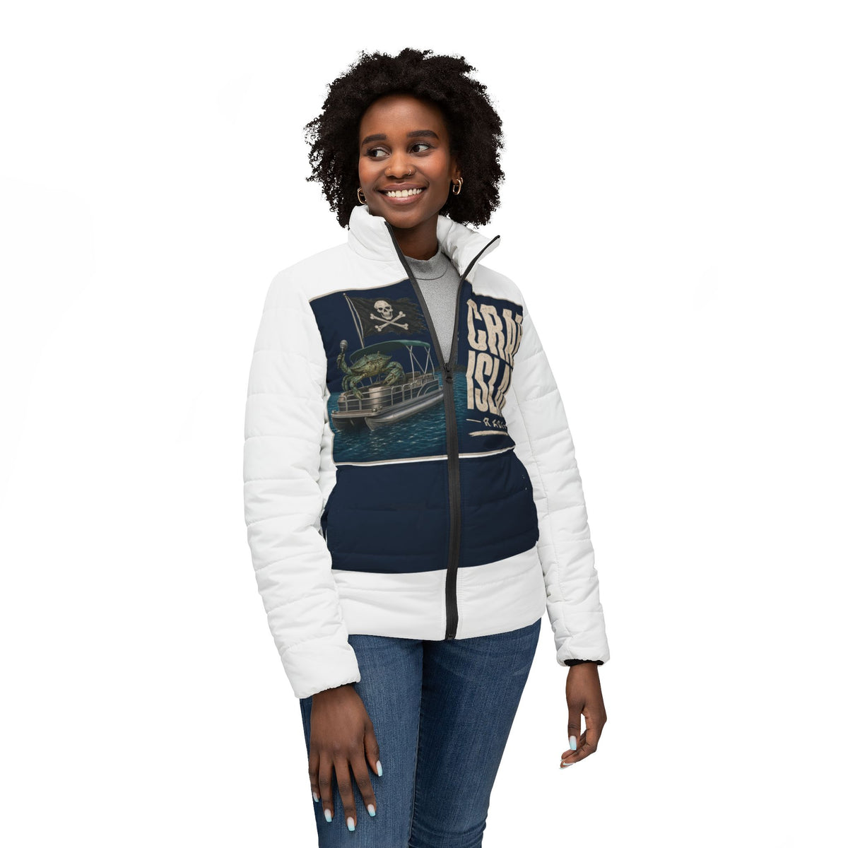 Women's Puffer Jacket (AOP) – Pirate Crab