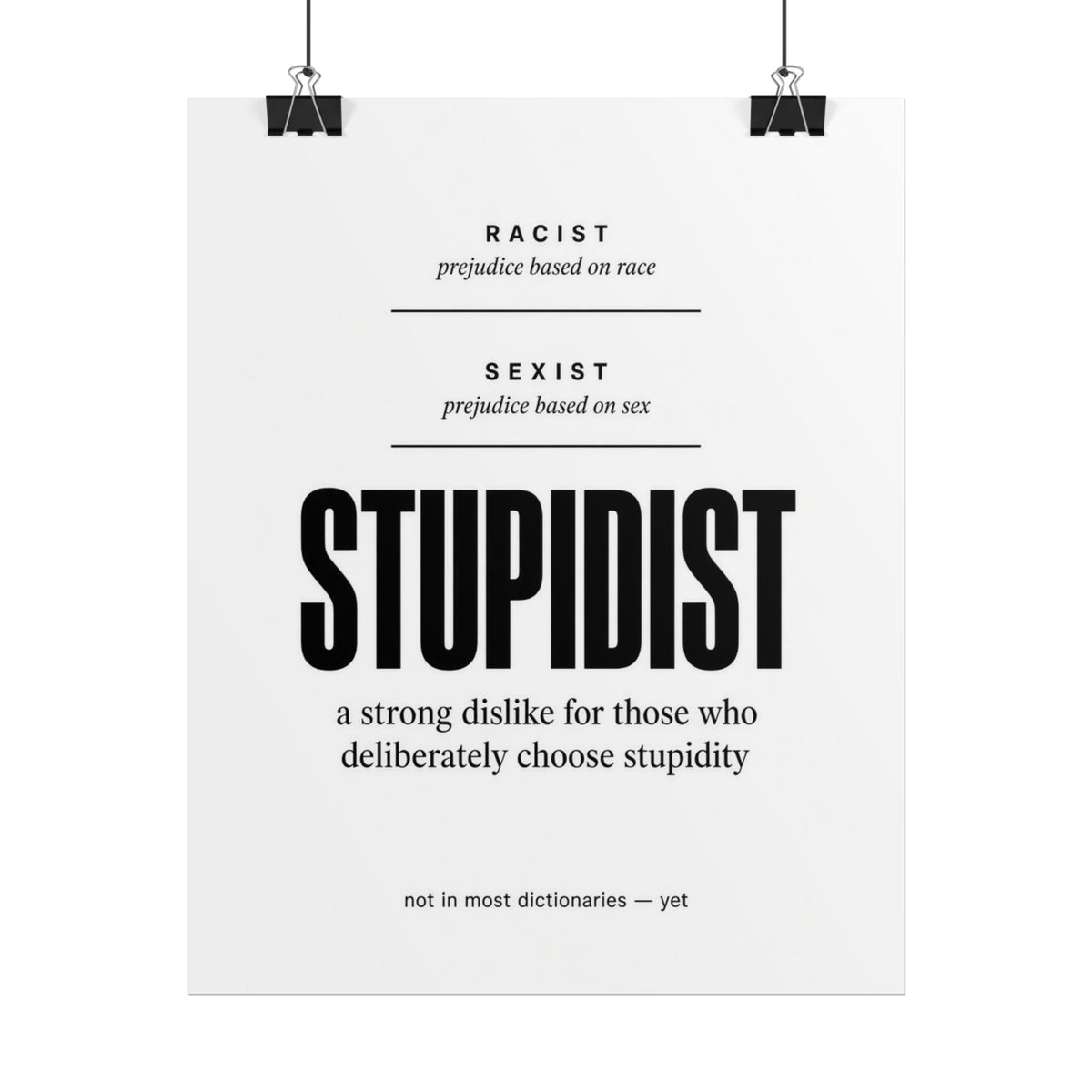 STUPIDIST Dictionary Definition Poster – Funny Wall Art Print