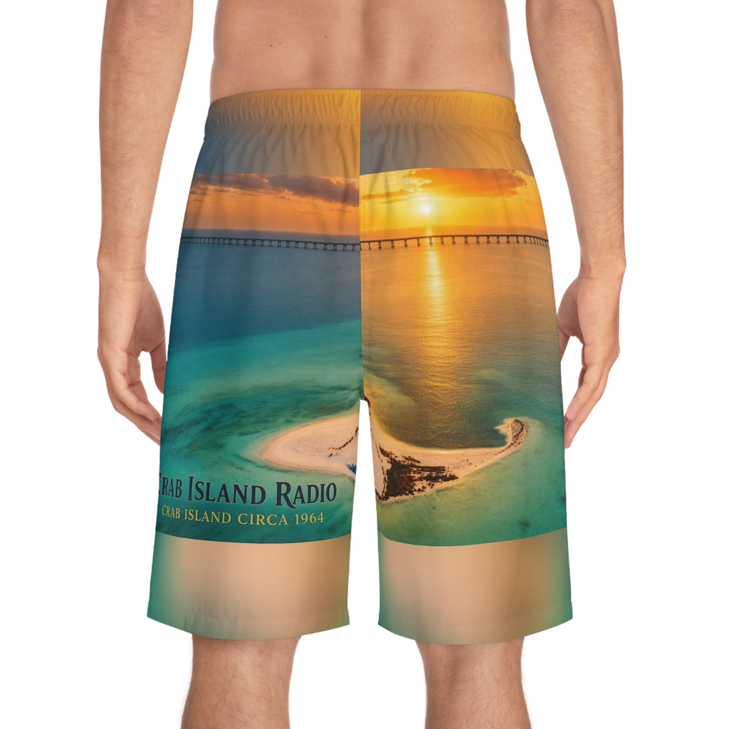 Crab Island Radio Island Sunset Wrap Board Shorts