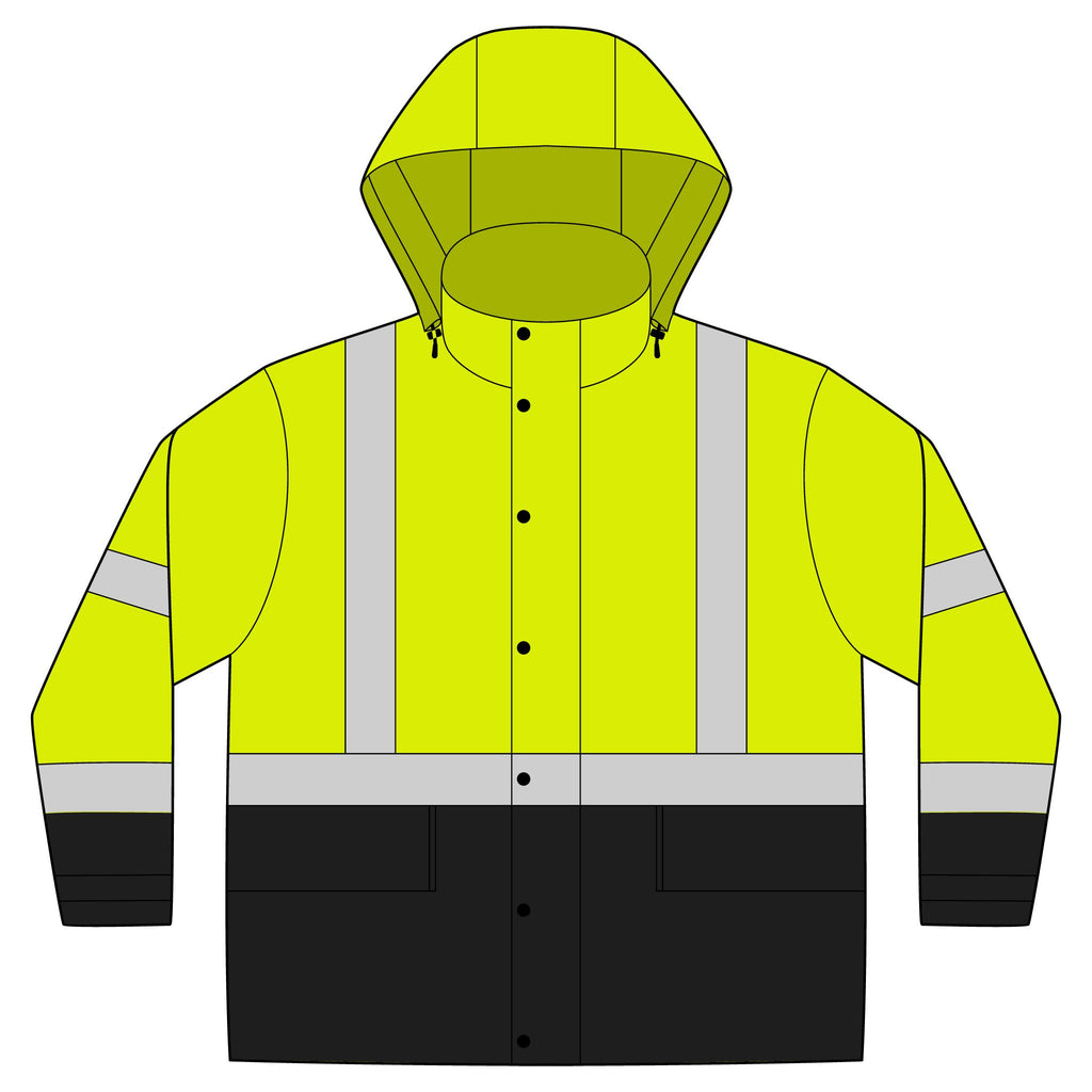 ANSI 107 Class 3 Rain Jacket – Crab Island Radio