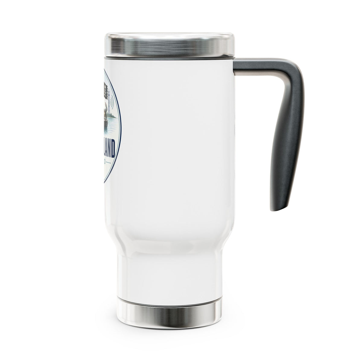 Stainless Steel Travel Mug with Handle, 14oz – Crab Island Radio