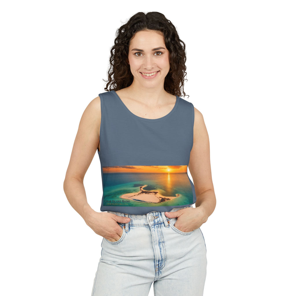 Crab Island Radio Men's Island Sunset Tank Top - Blue Jean