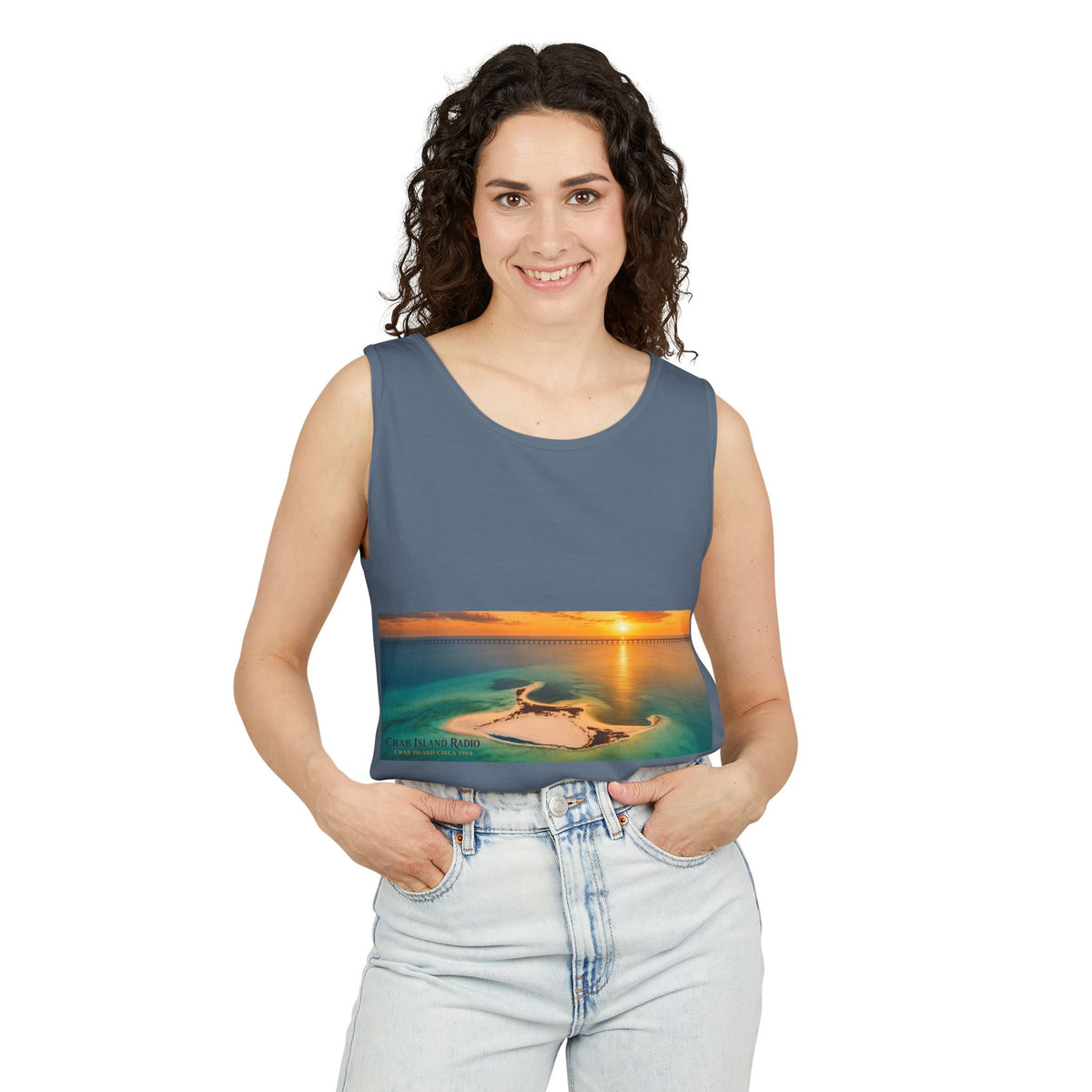 Crab Island Radio Men's Island Sunset Tank Top - Blue Jean