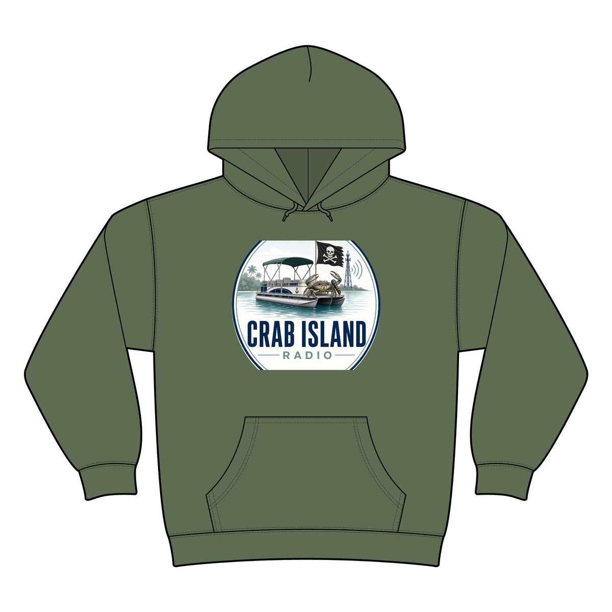 Stencil Camo Hood – Crab Island Radio