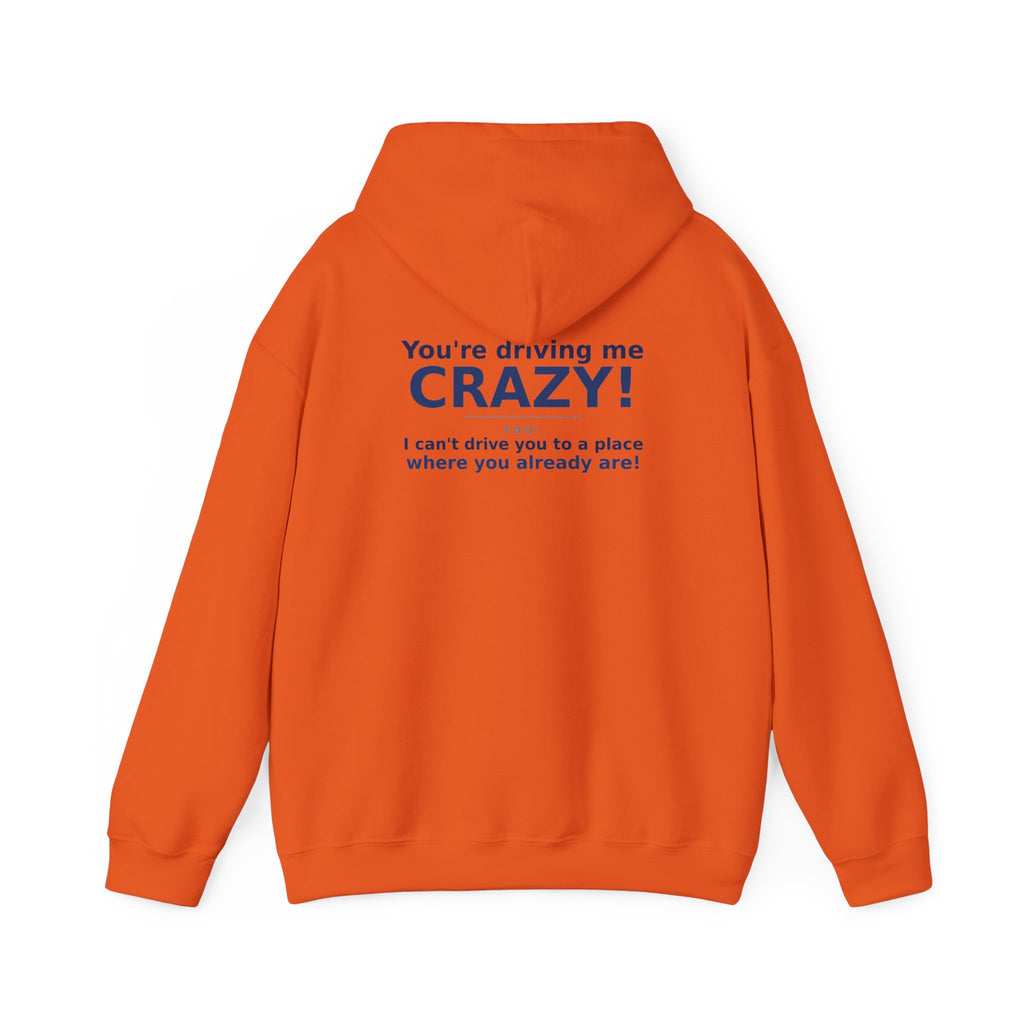 You're Driving Me Crazy Funny Hoodie - Couples Banter Hoodie (Colors M-W)