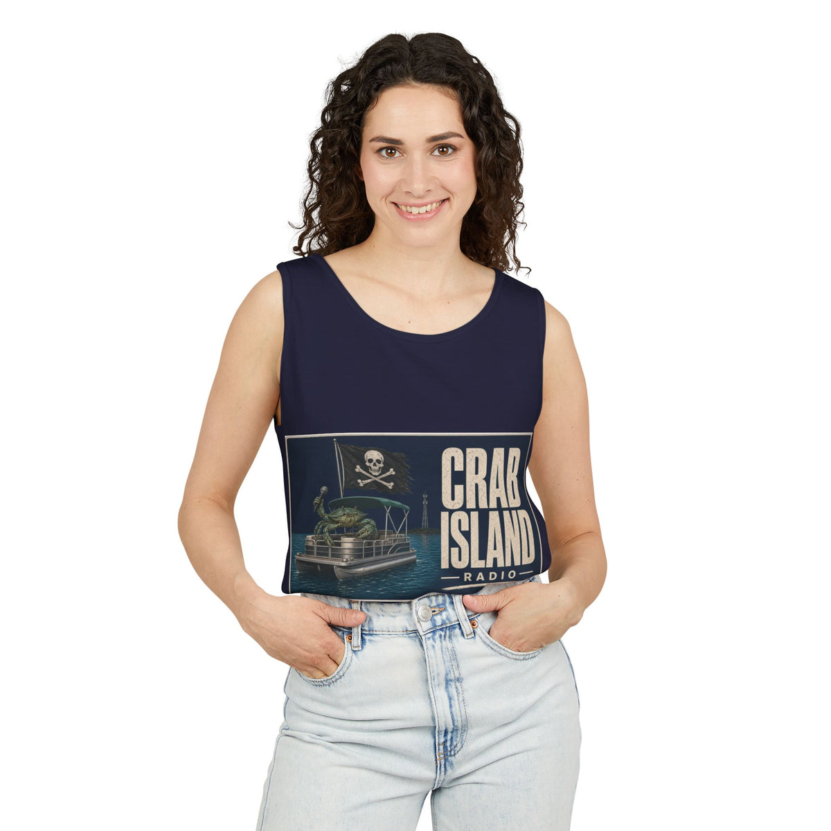 Crab Island Radio Men's Pirate Crab Tank Top - True Navy