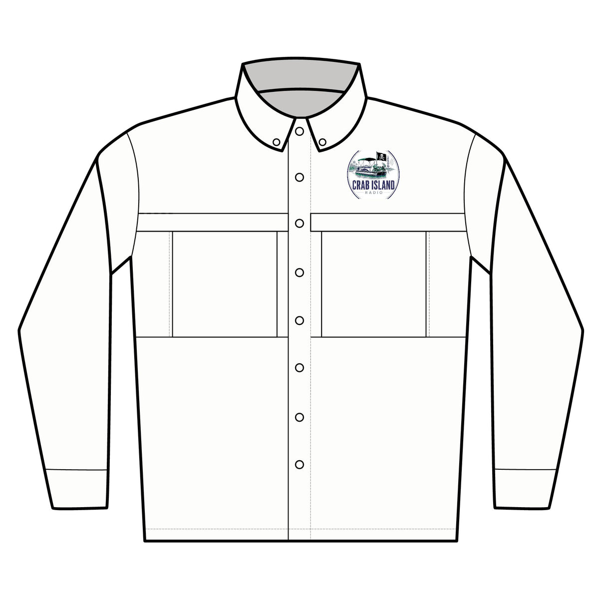 Crab Island Radio Embroidered Fishing Shirt – Port Authority UV Daybreak Long Sleeve – Destin Florida