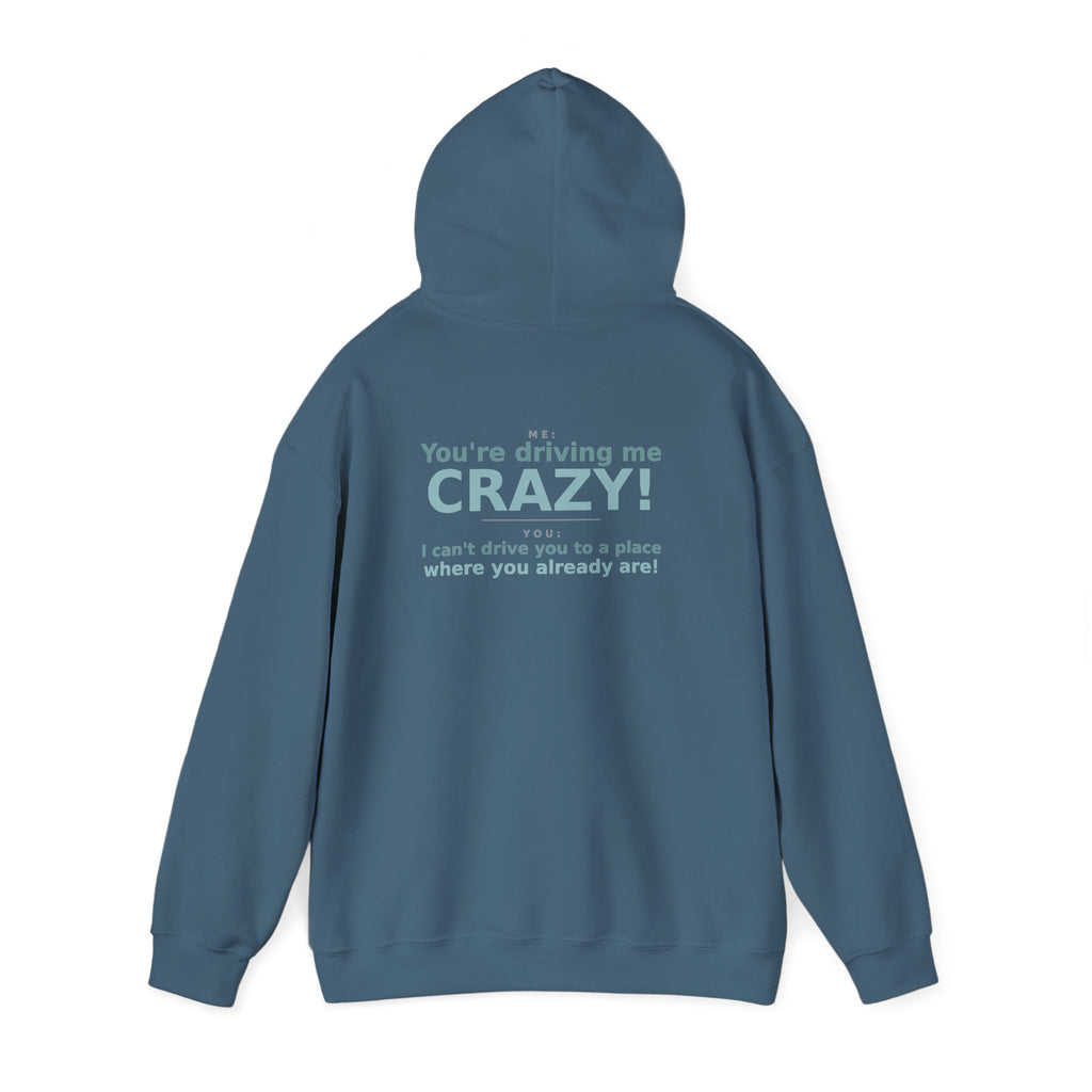 You're Driving Me Crazy Funny Hoodie - Couples Banter Hoodie (Colors M-W)
