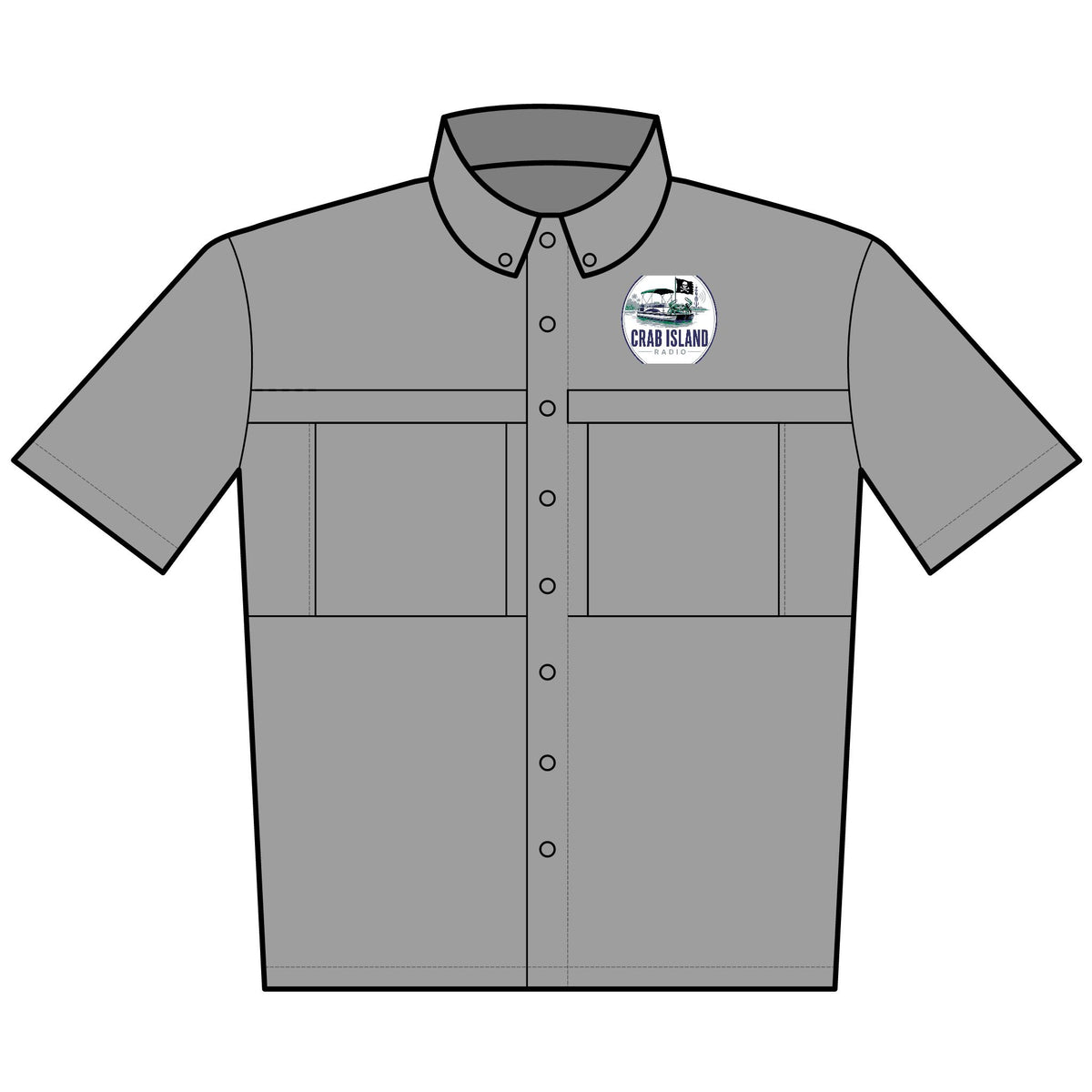 Crab Island Radio Embroidered Fishing Shirt – Port Authority UV Daybreak Short Sleeve – Destin Florida