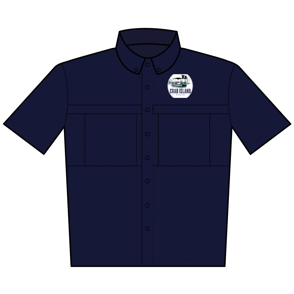 Crab Island Radio Embroidered Fishing Shirt – Port Authority UV Daybreak Short Sleeve – Destin Florida