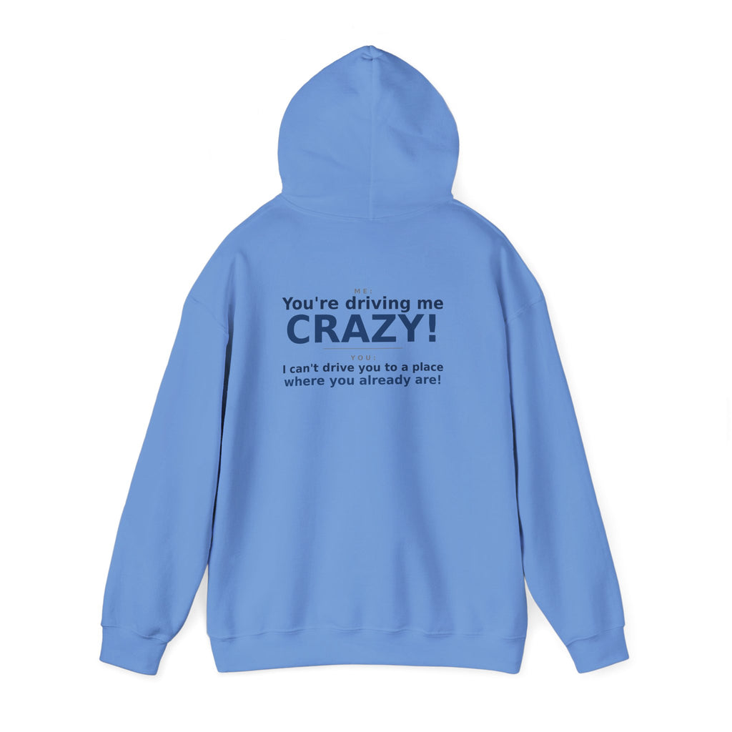 You're Driving Me Crazy Funny Hoodie - Couples Banter Hoodie (Colors A-L)