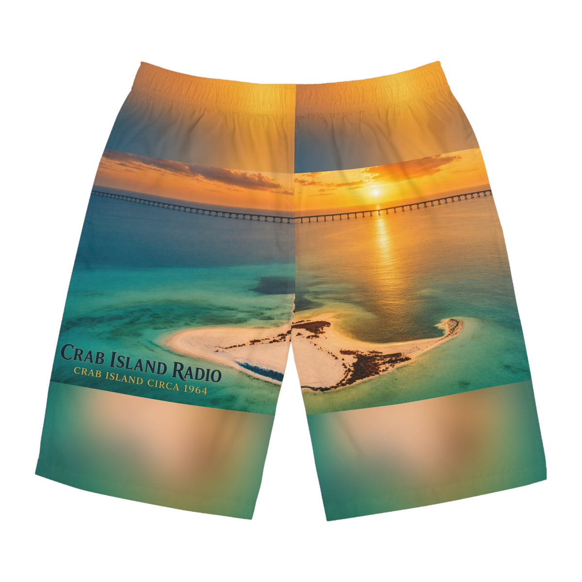 Crab Island Radio Island Sunset Wrap Board Shorts