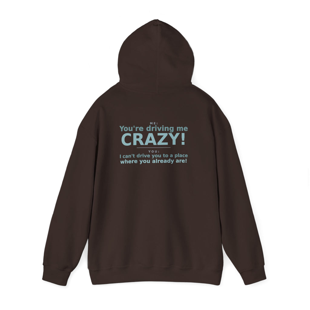 You're Driving Me Crazy Funny Hoodie - Couples Banter Hoodie (Colors A-L)