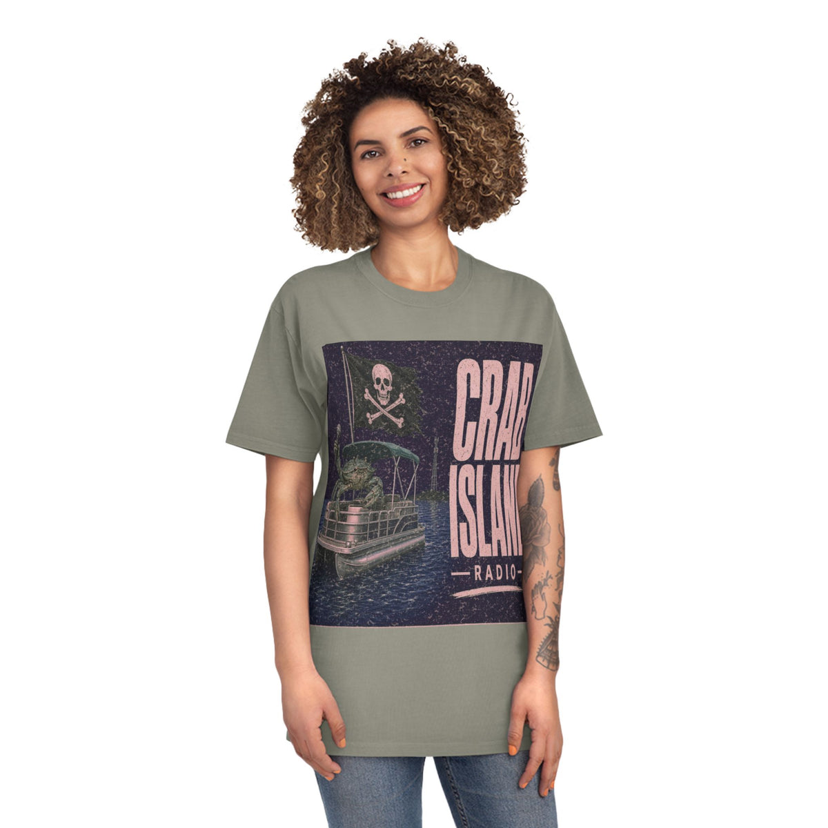 Unisex Faded Shirt – Pirate Crab – Girl Colors (Plum & Rose)