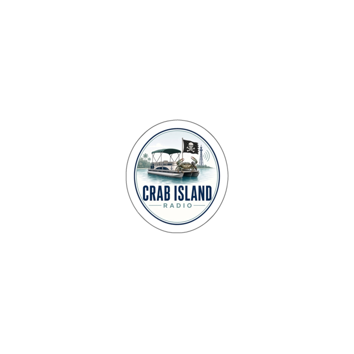 Crab Island Radio Badge Die-Cut Stickers