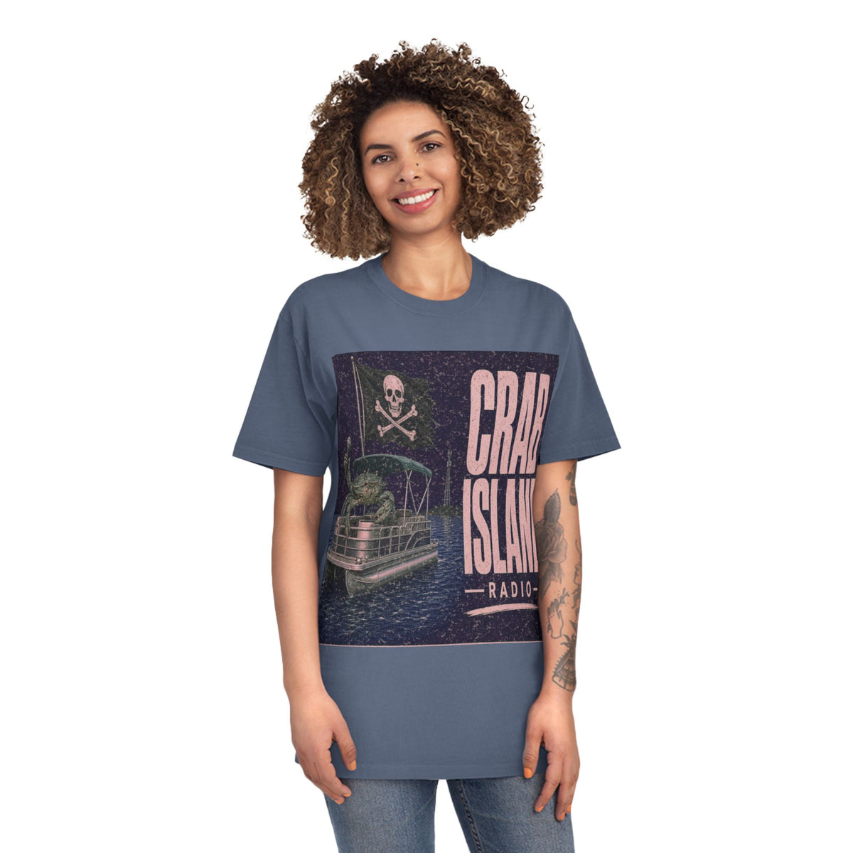 Unisex Faded Shirt – Pirate Crab – Girl Colors (Plum & Rose)