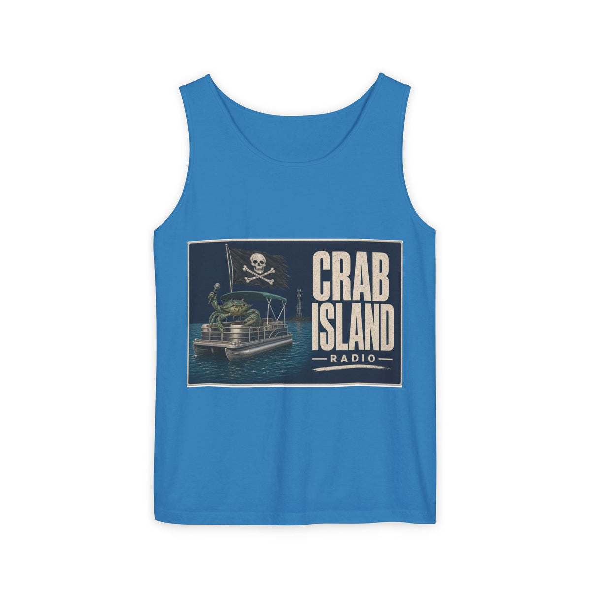 Crab Island Radio Men's Pirate Crab Tank Top - Royal Caribe